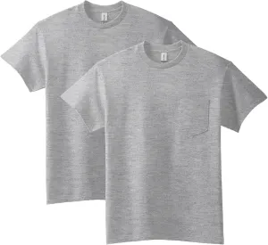 Gildan Unisex Adult Ultra Cotton T-Shirt with Pocket, Style G2300, 2-Pack