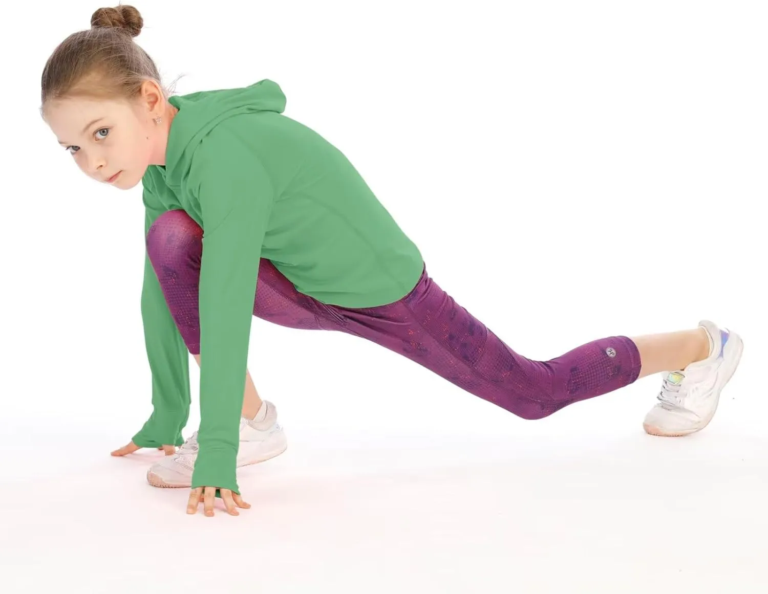 Girls Long Sleeve Shirt UPF50  Lightweight Hoodie Thin Active Tee Workout Running Pullover Top with Thumb Hole 3-12Years