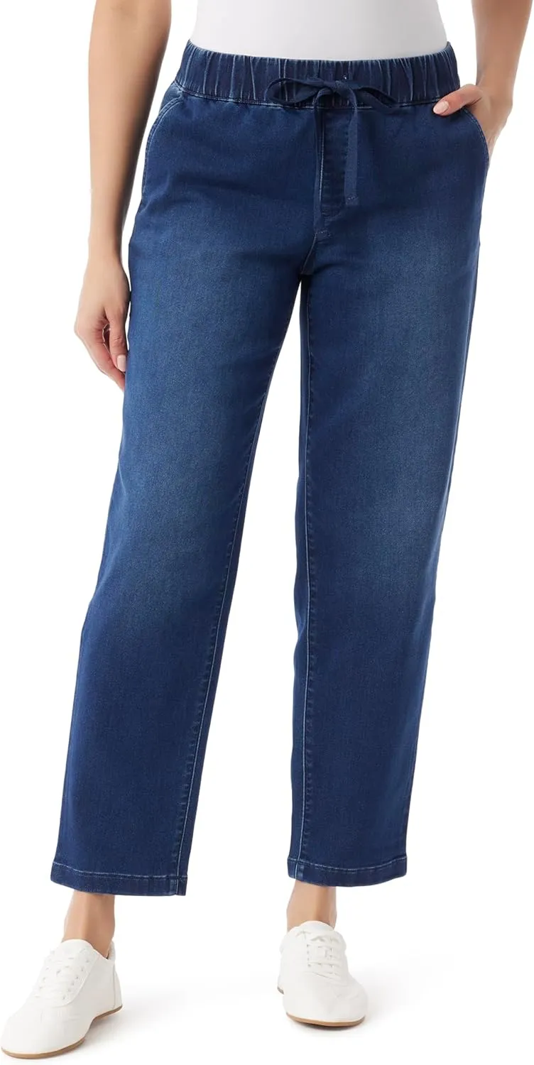 Gloria Vanderbilt Women's Anya Drawstring Pull on Straight Leg Jean Standard