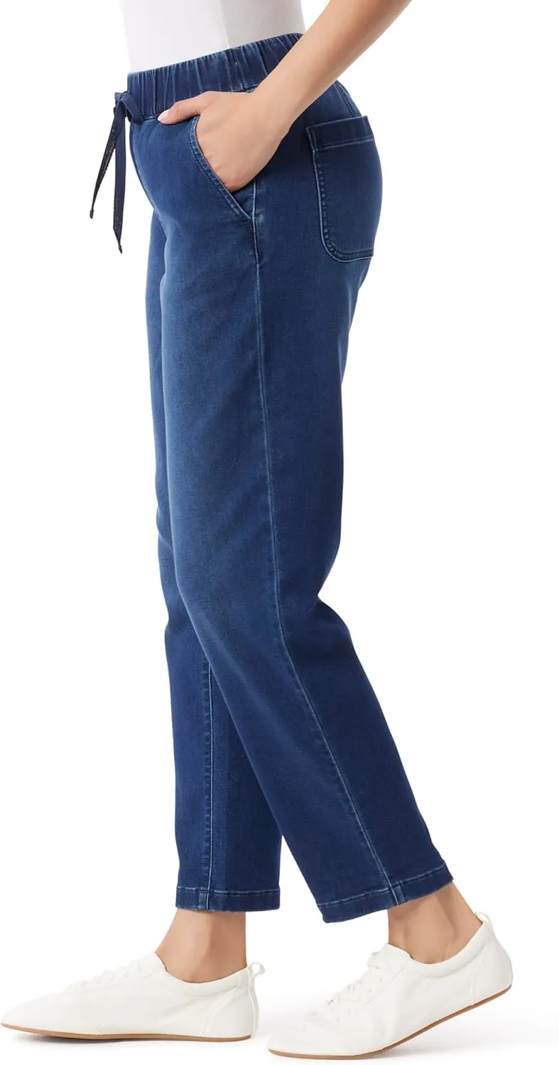 Gloria Vanderbilt Women's Anya Drawstring Pull on Straight Leg Jean Standard
