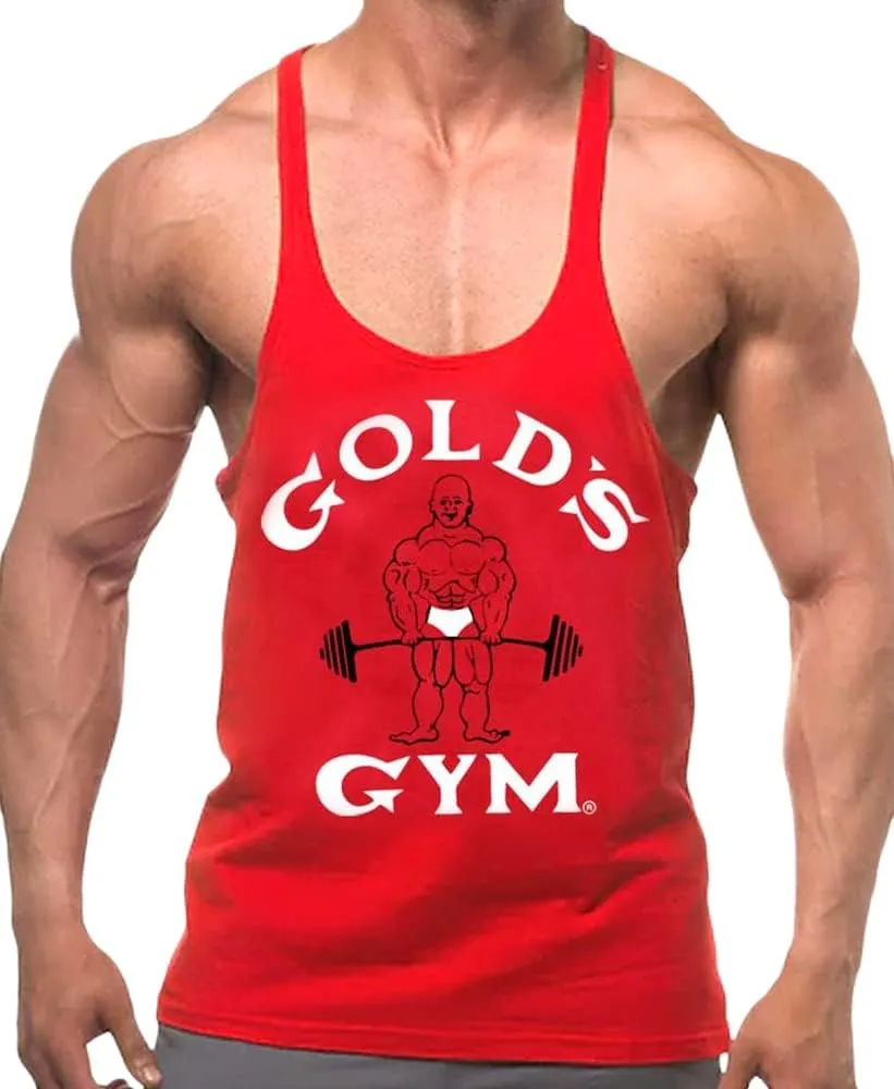 Gold's Gym Tank Top Stringer- Official Licensed - ST-2 (S, Red)