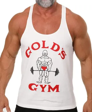 Gold's Gym Tank Top Stringer- Official Licensed - ST-2 (S, White)