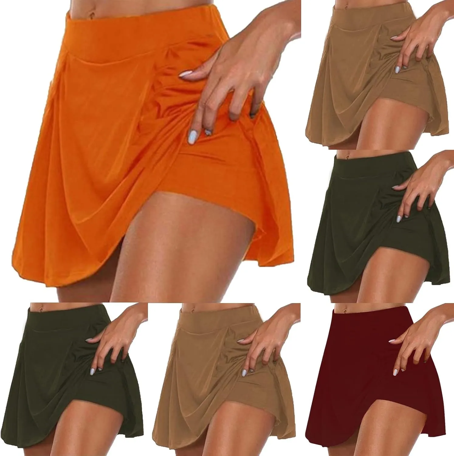 HGps8w Flowy Tennis Skirt for Women with Built-in Shorts Stretchy High Waisted Athletic Golf Skorts Skirts for Running Casual