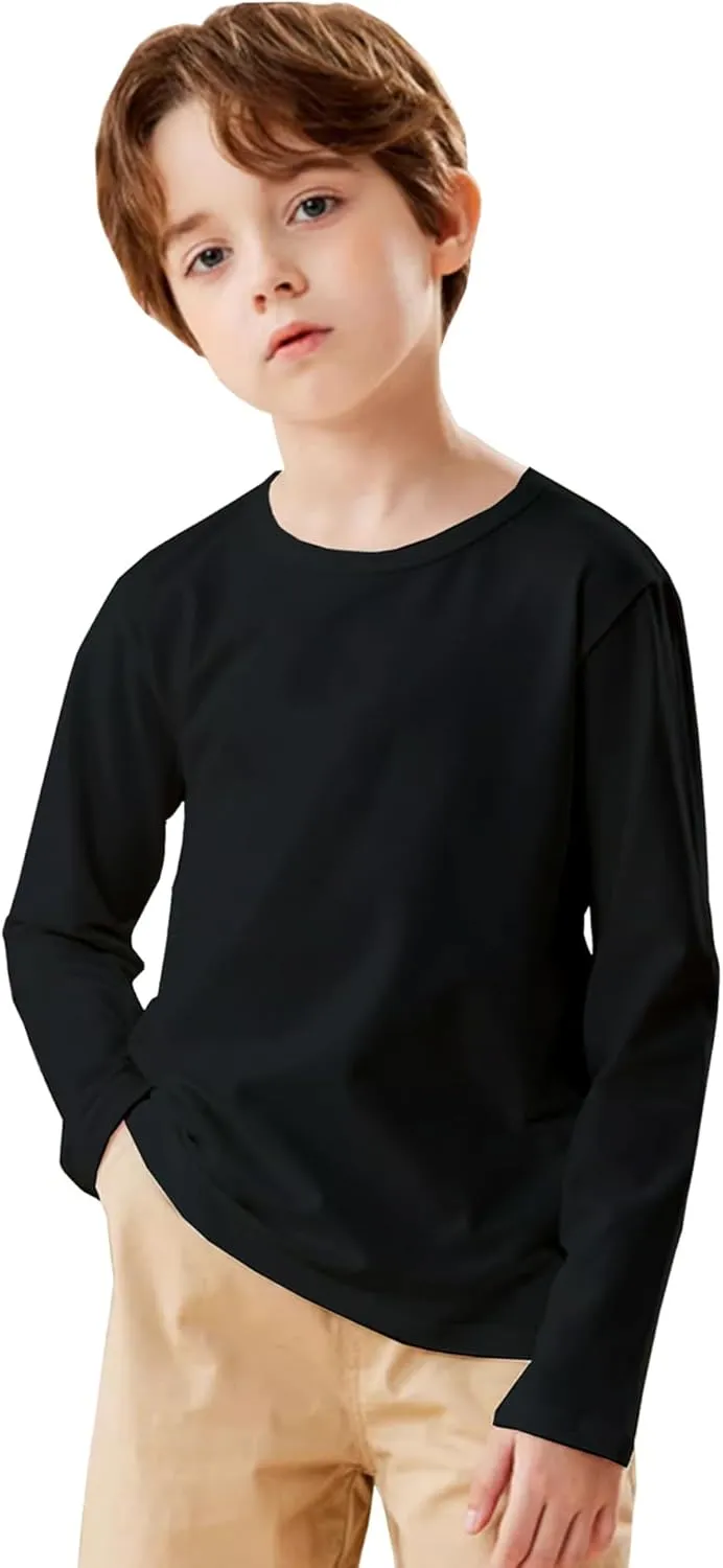 HIBETY 3 Pack Athletic Kids T-Shirts, Moisture-Wicking Dry-Fit Sports Tee, Gym Workout Short/Long Sleeve Shirts