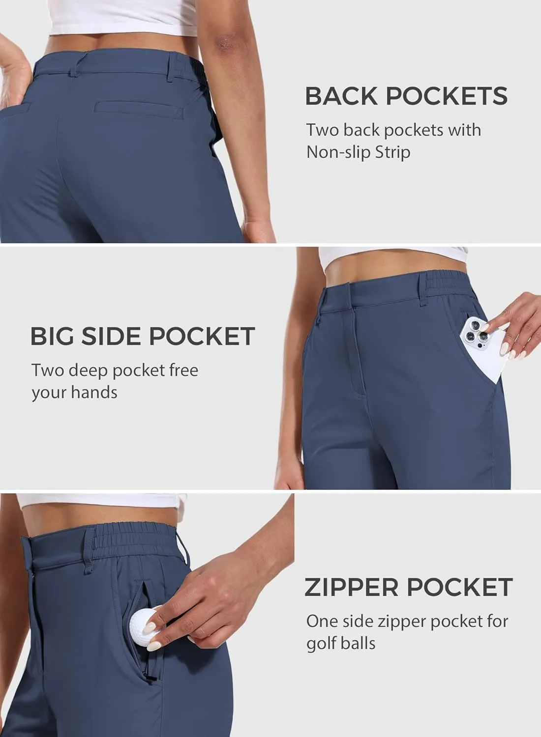 Hiverlay Women's Golf Bermuda Shorts 13" Knee Length Quick Dry Long Hiking Camping Shorts for Summer with 5 Pockets