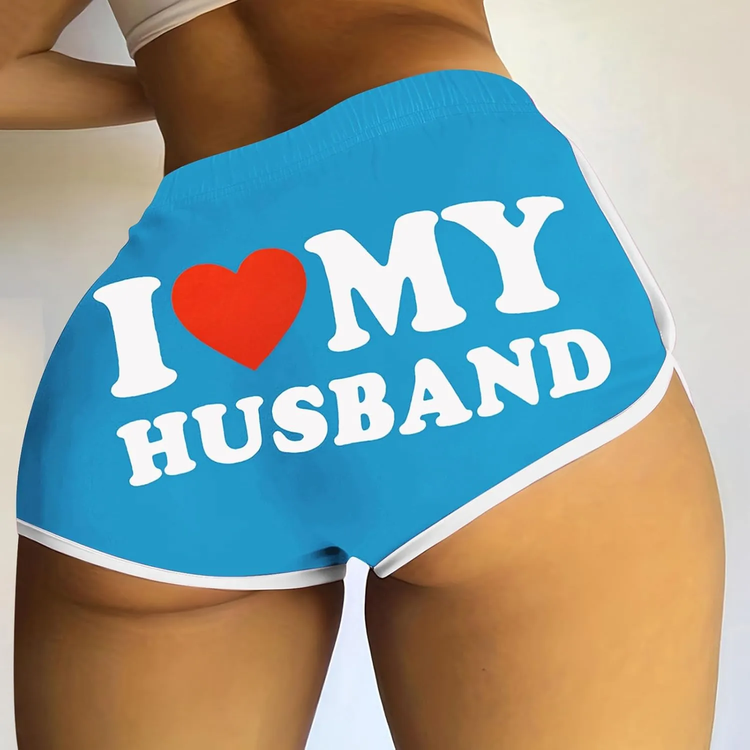 I Love My Husband Booty Shorts Womens Sexy 3" High Waist Yoga Biker Shorts Soft Spandex Dance Hot Pants Butt Lifting Leggings