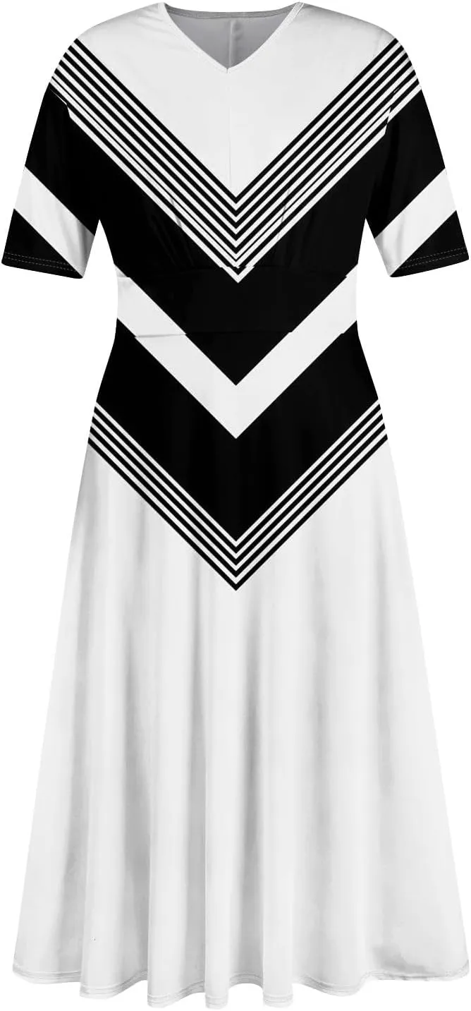 Independence Day Maxi Dresses for Women 2024 Short Sleeve Stars Stripes A-Line Summer Dresses, Small-5X-Large