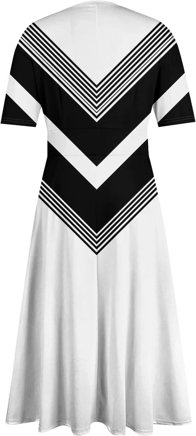 Independence Day Maxi Dresses for Women 2024 Short Sleeve Stars Stripes A-Line Summer Dresses, Small-5X-Large