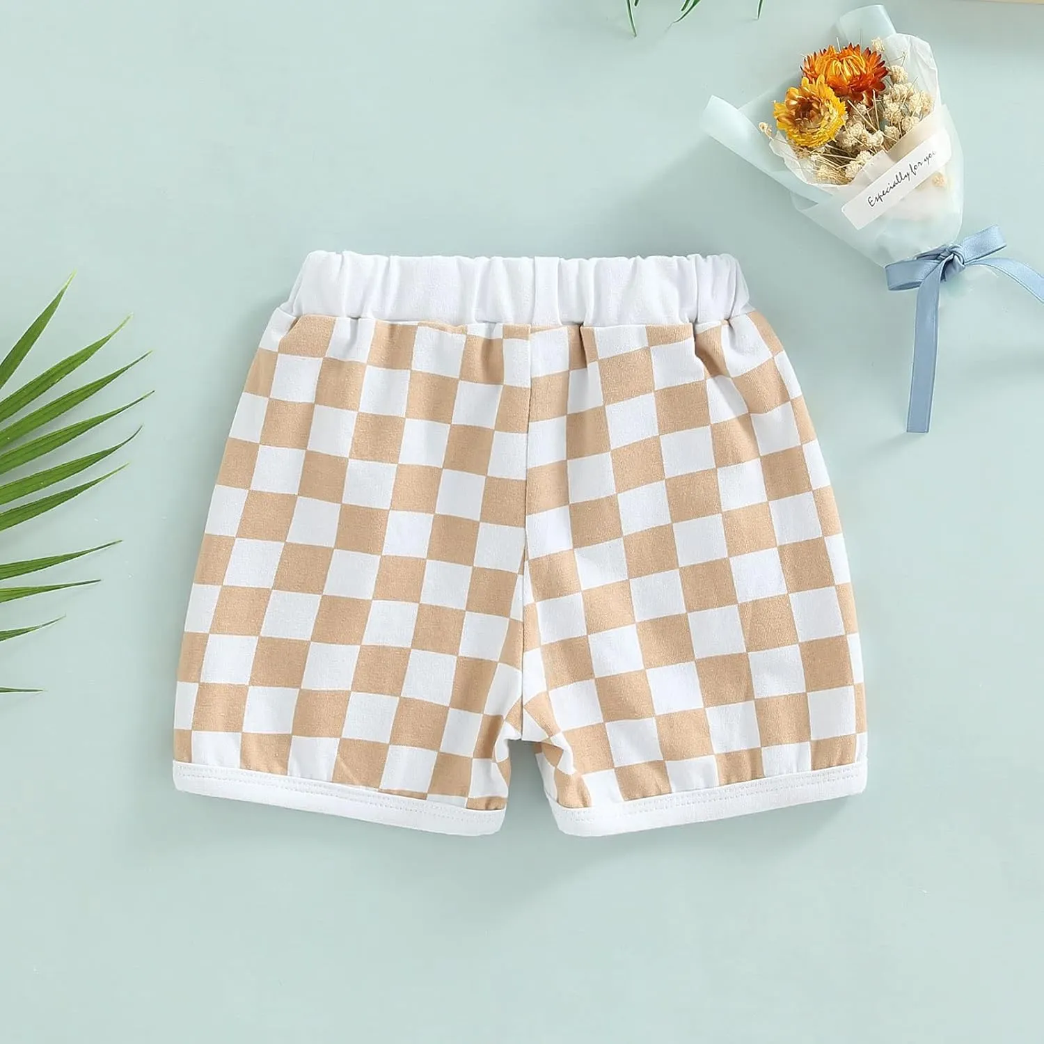 Infant Toddler Baby Boy Casual Checkerboard Plaid Cotton Elastic Waist Jogger Shorts Summer Clothes