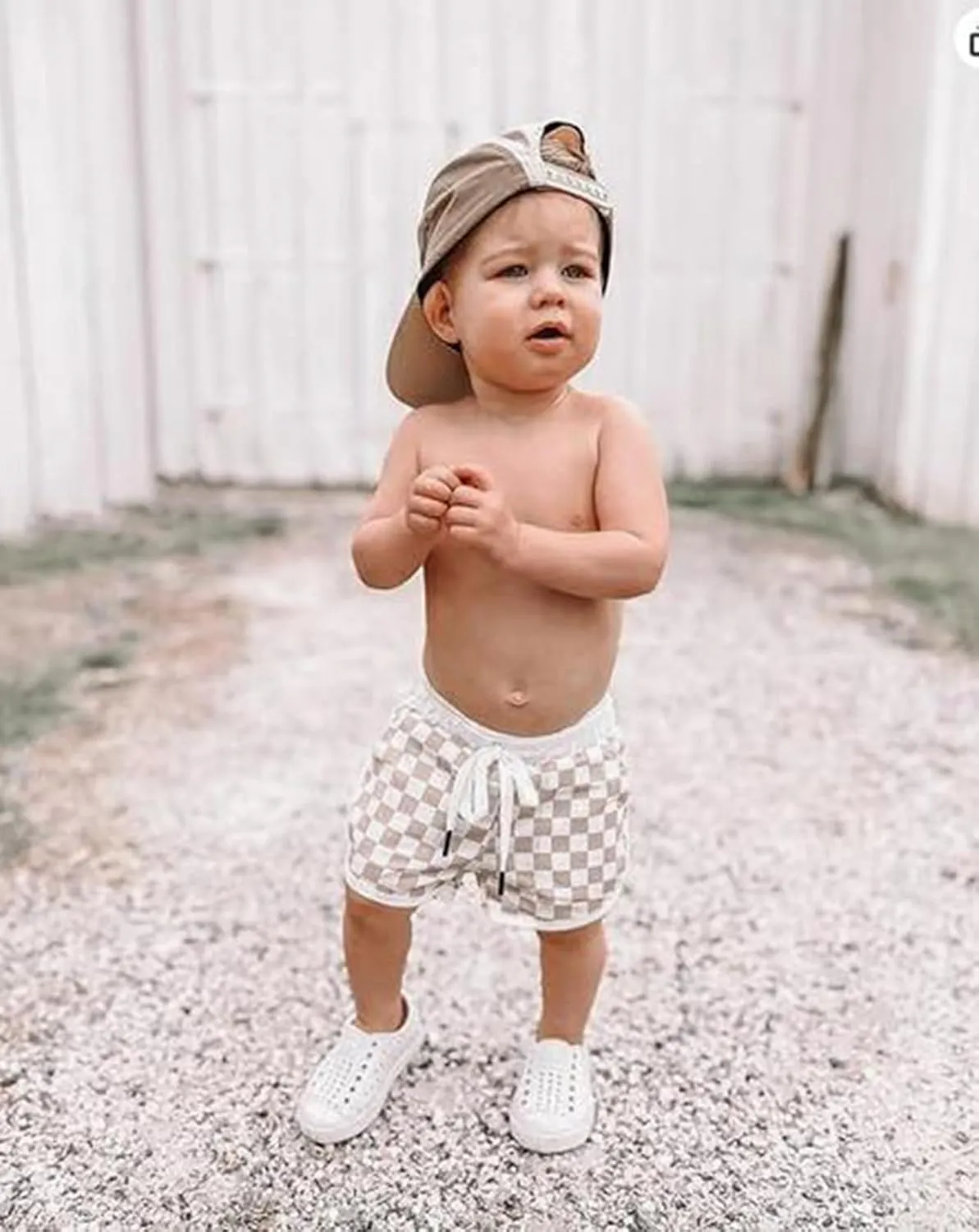 Infant Toddler Baby Boy Casual Checkerboard Plaid Cotton Elastic Waist Jogger Shorts Summer Clothes