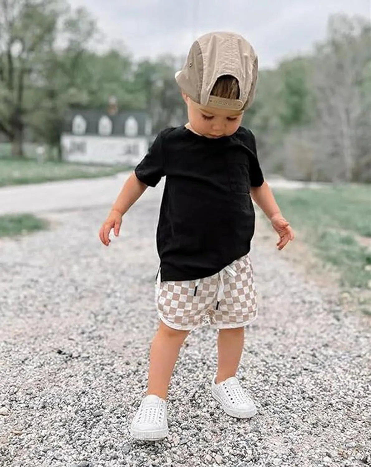 Infant Toddler Baby Boy Casual Checkerboard Plaid Cotton Elastic Waist Jogger Shorts Summer Clothes