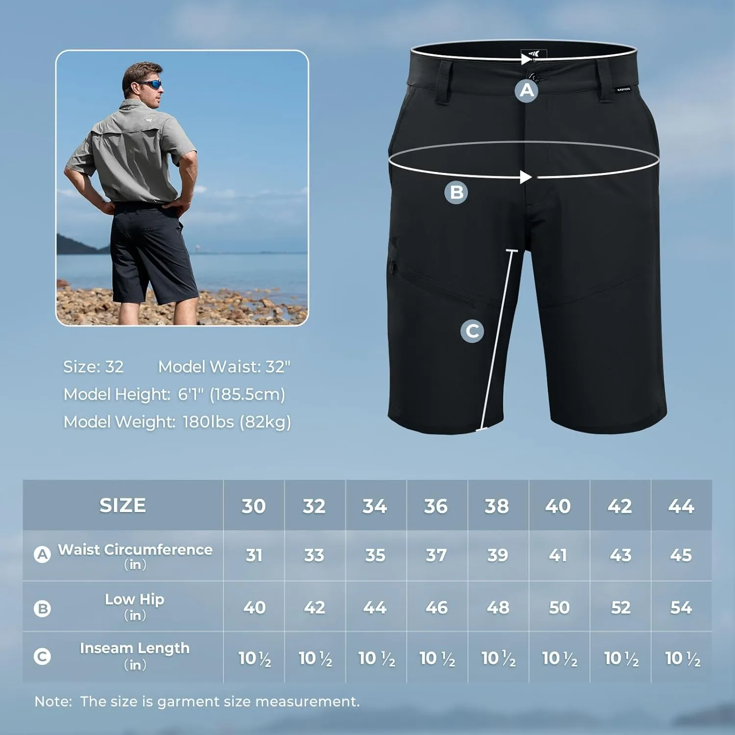 KastKing Cool Caster Men's Fishing Shorts, UPF 50  Hiking Shorts, 10.5 and 7.5 Available, Water Repellent, 4-Way Stretch
