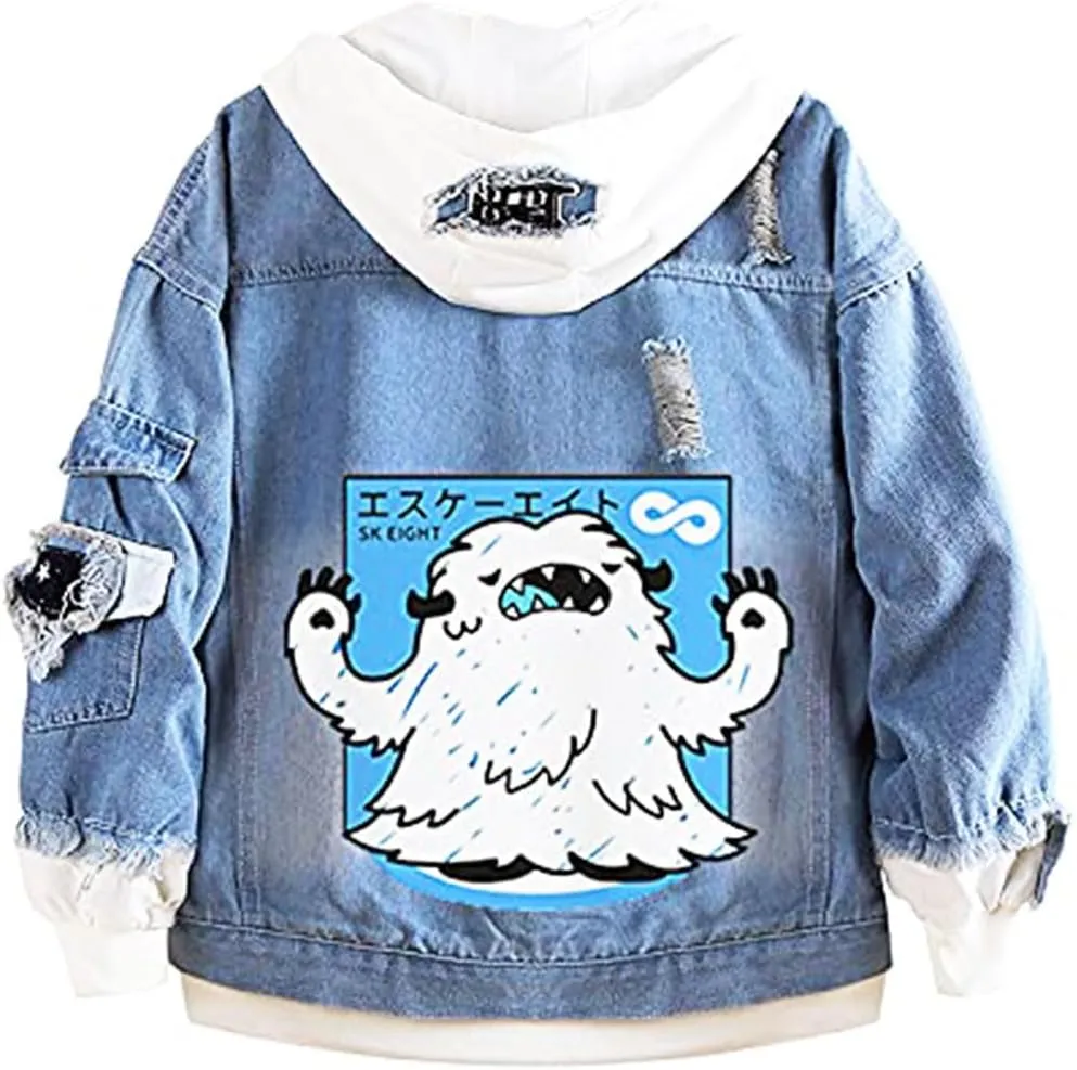Kvikci SK8 the Infinity Cosplay Jeans Jacket Anime Miya costume Hooded Sweatshirt Jacket Casual Jacket Outerwear Mens Jacket