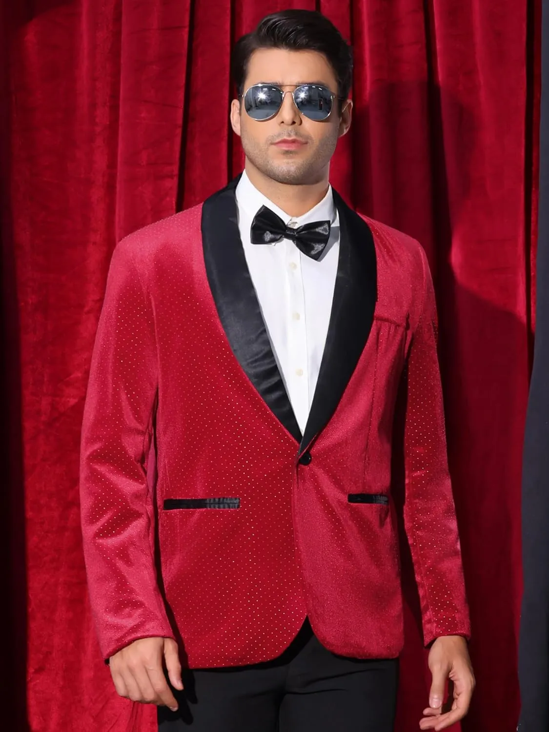 Lars Amadeus Sparkly Blazer for Men's Glitter Diamond Tuxedo Jacket Wedding Rhinestone Shiny Sports Coat