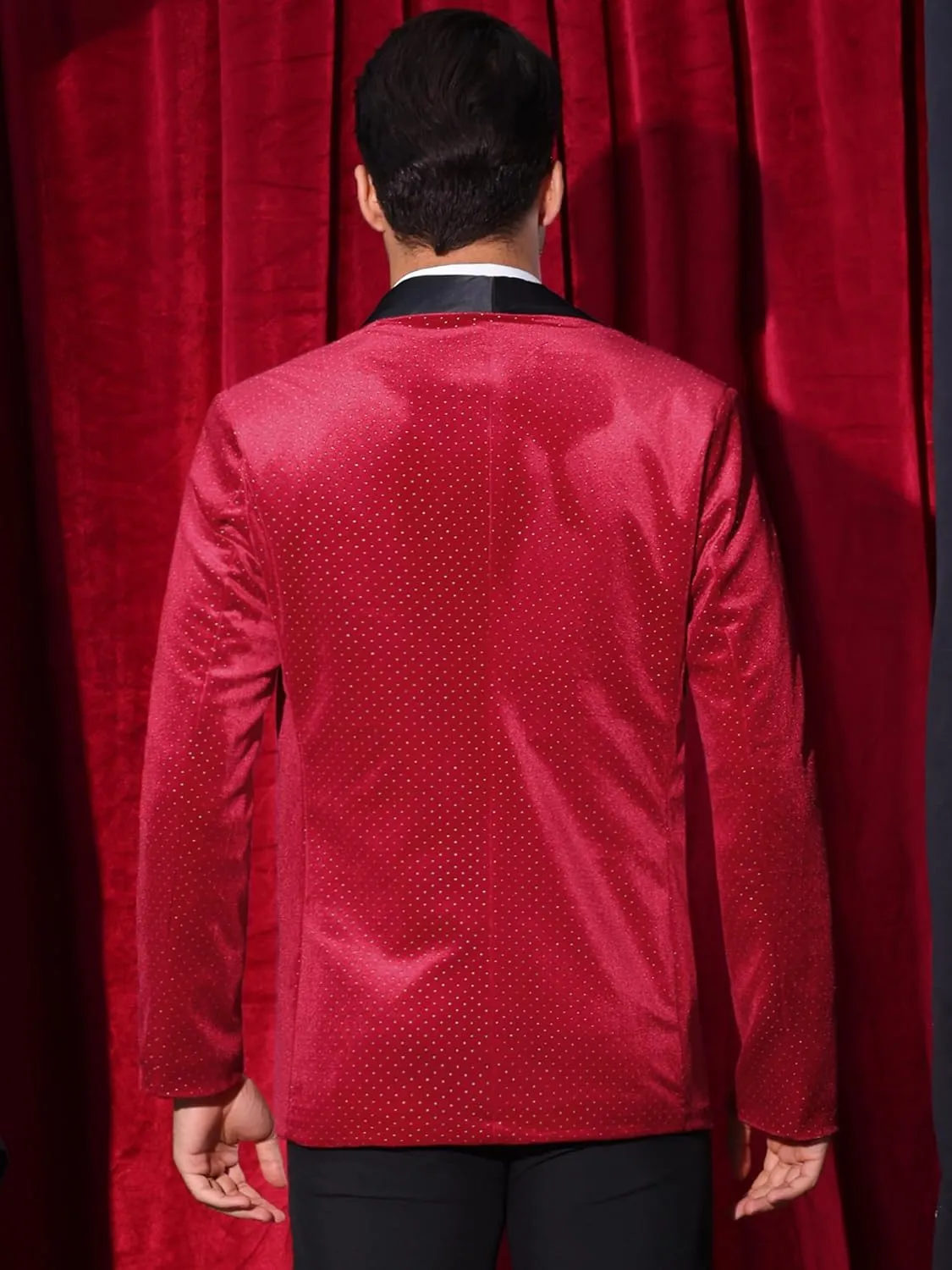 Lars Amadeus Sparkly Blazer for Men's Glitter Diamond Tuxedo Jacket Wedding Rhinestone Shiny Sports Coat