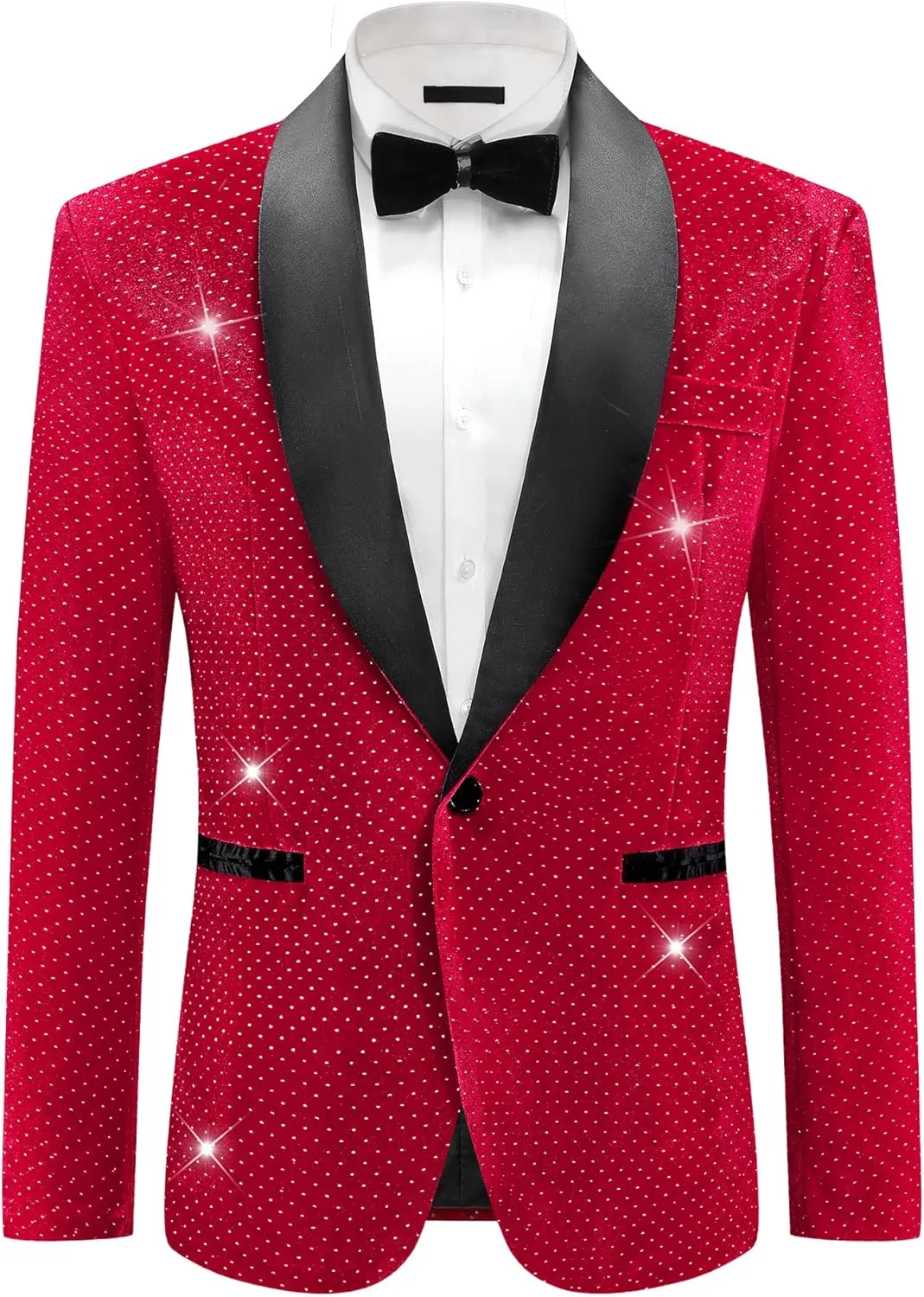 Lars Amadeus Sparkly Blazer for Men's Glitter Diamond Tuxedo Jacket Wedding Rhinestone Shiny Sports Coat