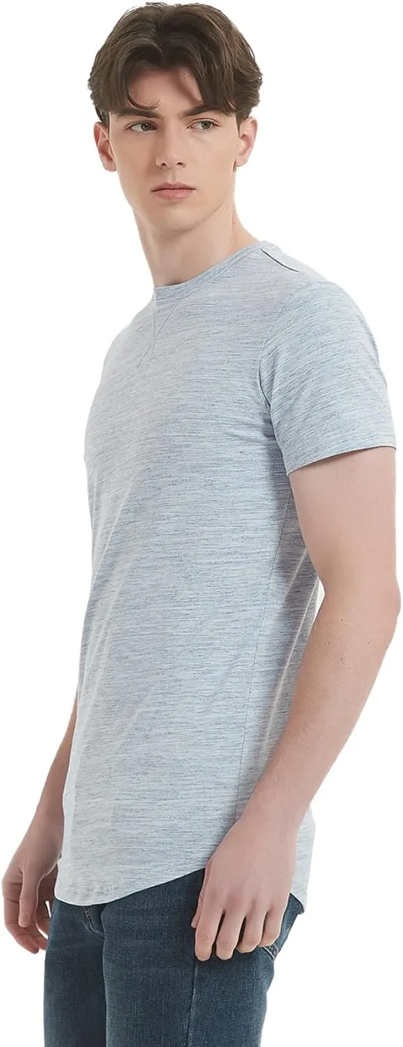 LETAOTAO Mens Hipster Longline T-Shirt Drop Cut Scallop Long Tail Slim Fit Bodybuilding Gym Muscle Workout Tee