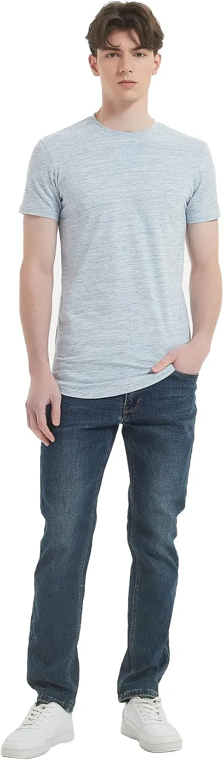 LETAOTAO Mens Hipster Longline T-Shirt Drop Cut Scallop Long Tail Slim Fit Bodybuilding Gym Muscle Workout Tee