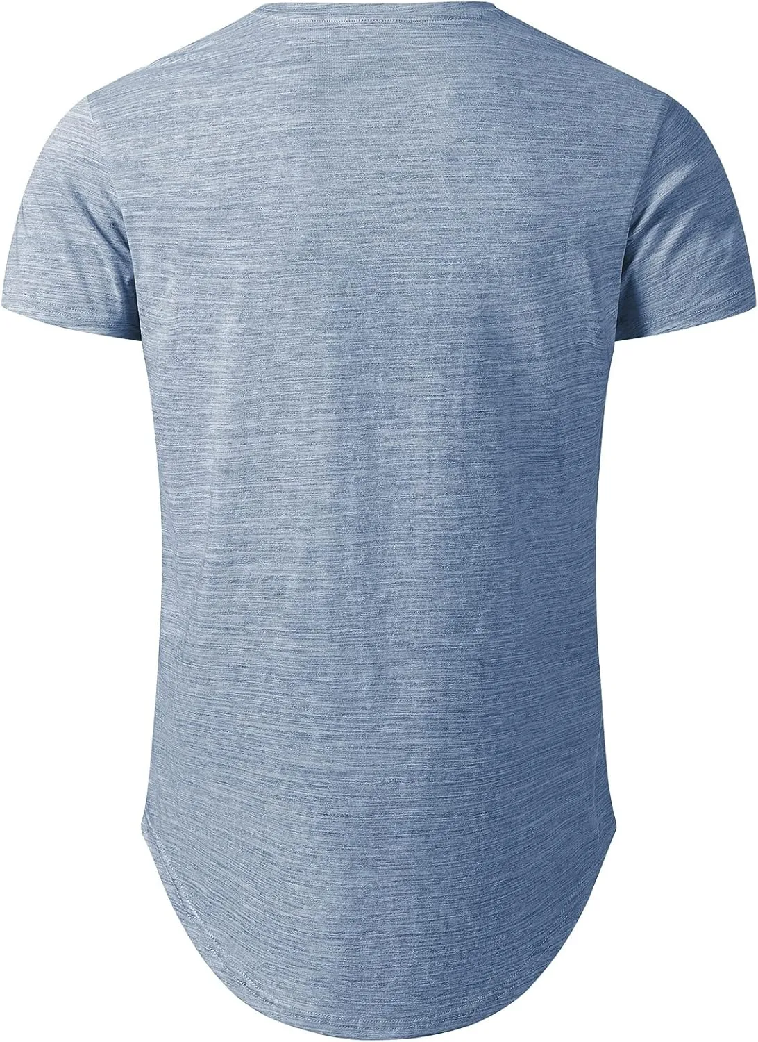 LETAOTAO Mens Hipster Longline T-Shirt Drop Cut Scallop Long Tail Slim Fit Bodybuilding Gym Muscle Workout Tee