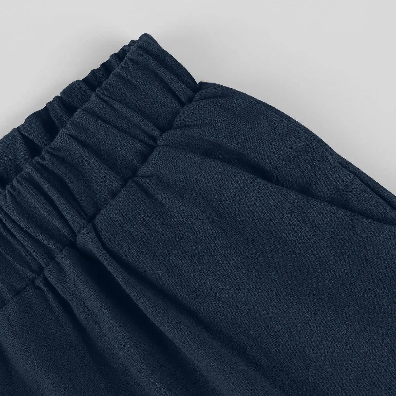 Linen Capris Pants Women Plus Size Casual Summer 2025 Loose Fit Drawstring Elastic Waist Cropped Trouser Lounge Pant