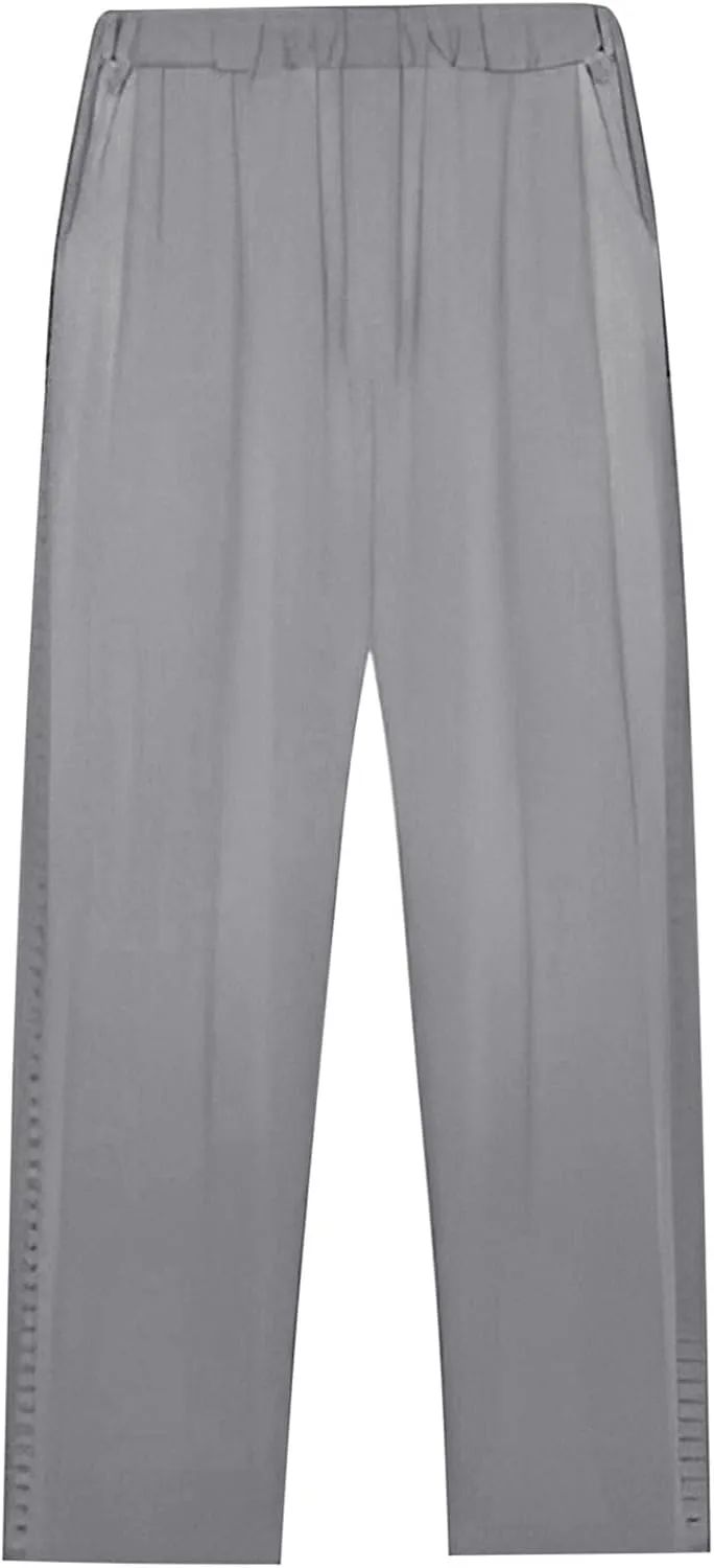 Linen Pants for Women 2025 Spring Summer High Waisted Elastic Drawstring Capri Pants Vacation Beach Trousers Joggers