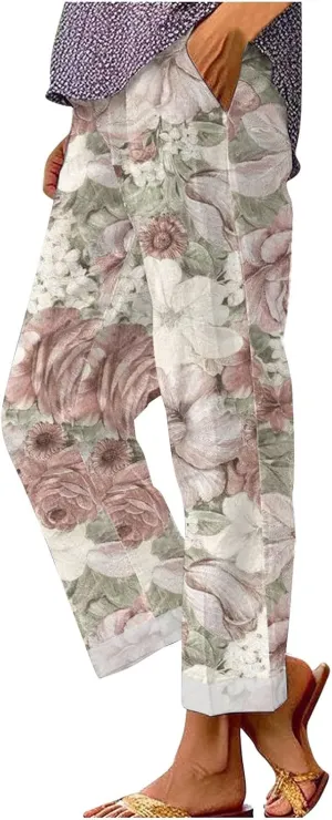 Linen Pants Women Tall Loose Pocket Patchwork Casual Cotton and Linen Pants Cotton Linen Pants Women 2024 Cotton