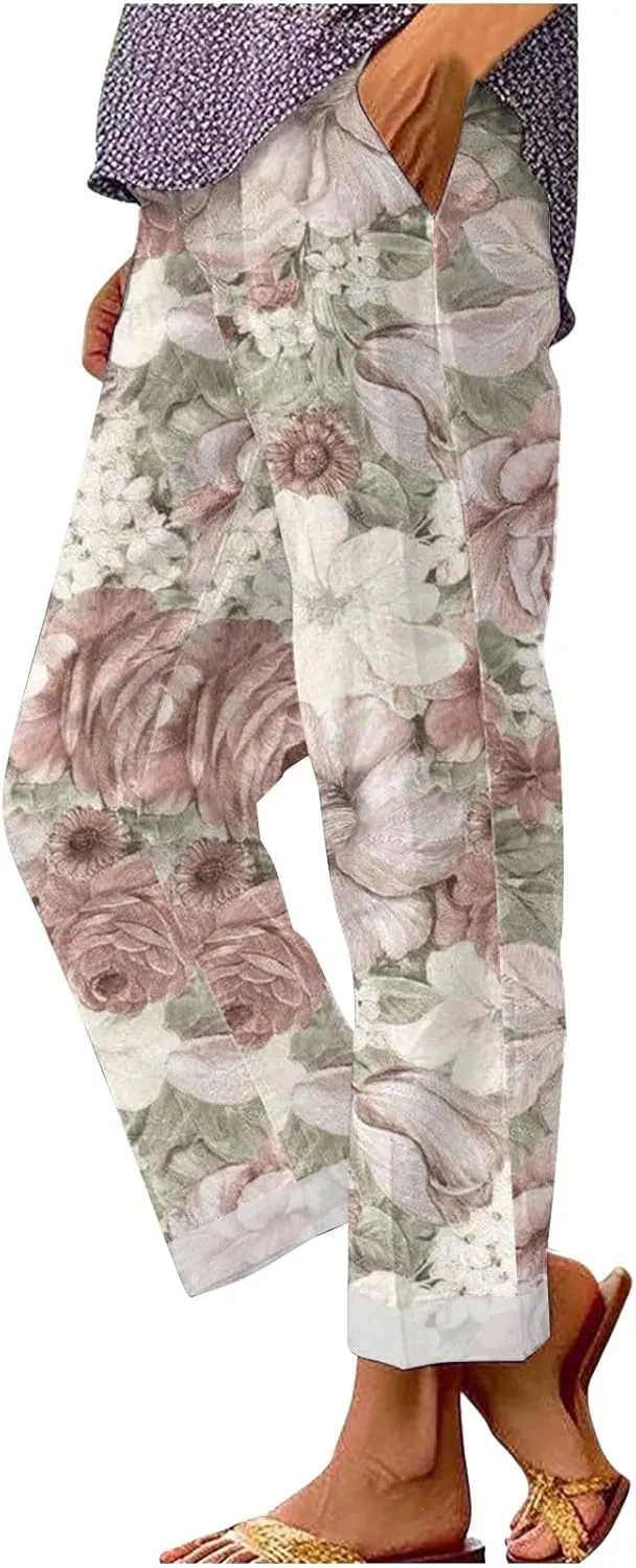 Linen Pants Women Tall Loose Pocket Patchwork Casual Cotton and Linen Pants Cotton Linen Pants Women 2024 Cotton