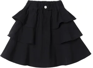 LittleSpring Girls Twill Jean Skirts Cotton Pleated Ruffle Skorts