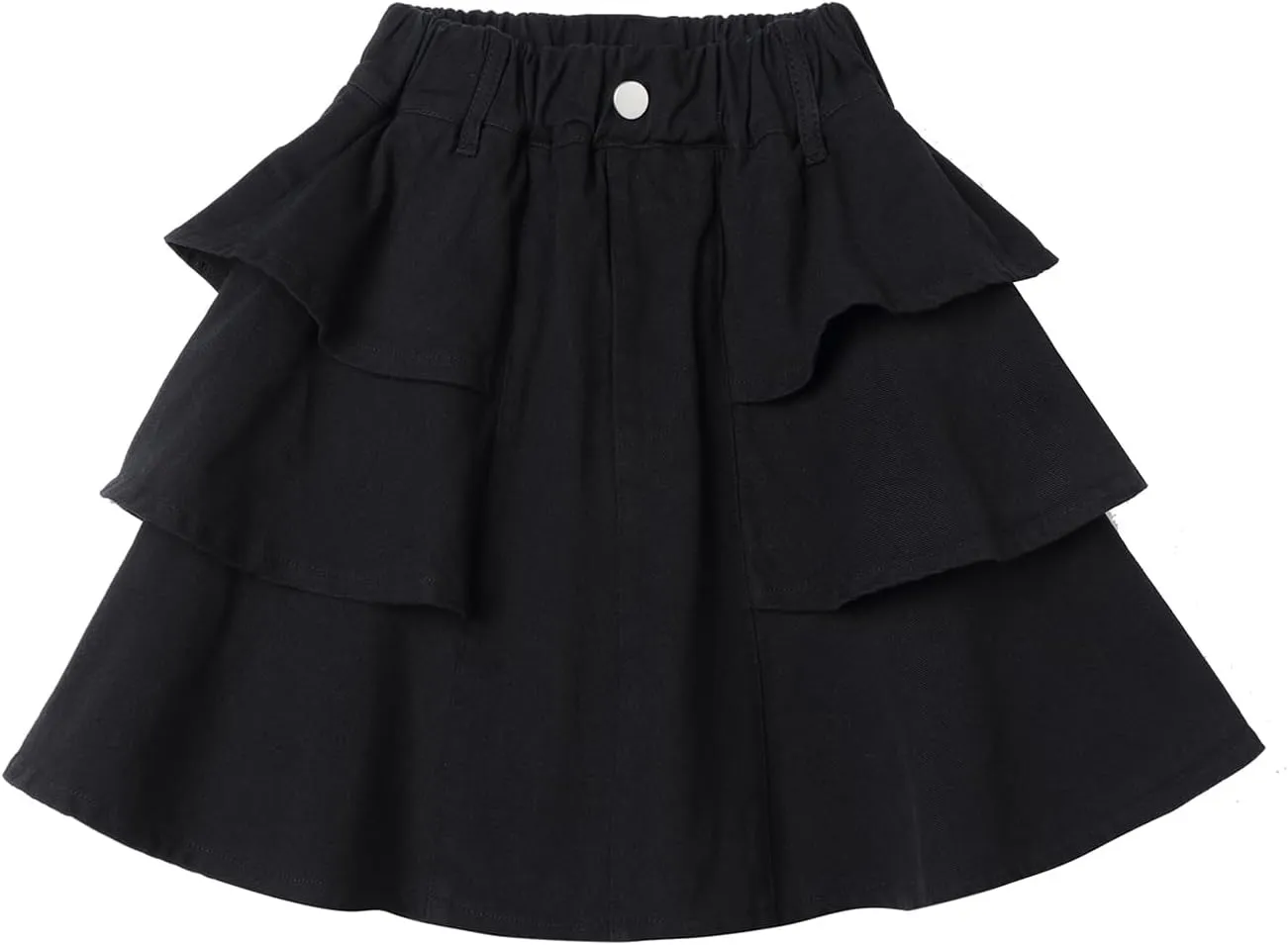 LittleSpring Girls Twill Jean Skirts Cotton Pleated Ruffle Skorts