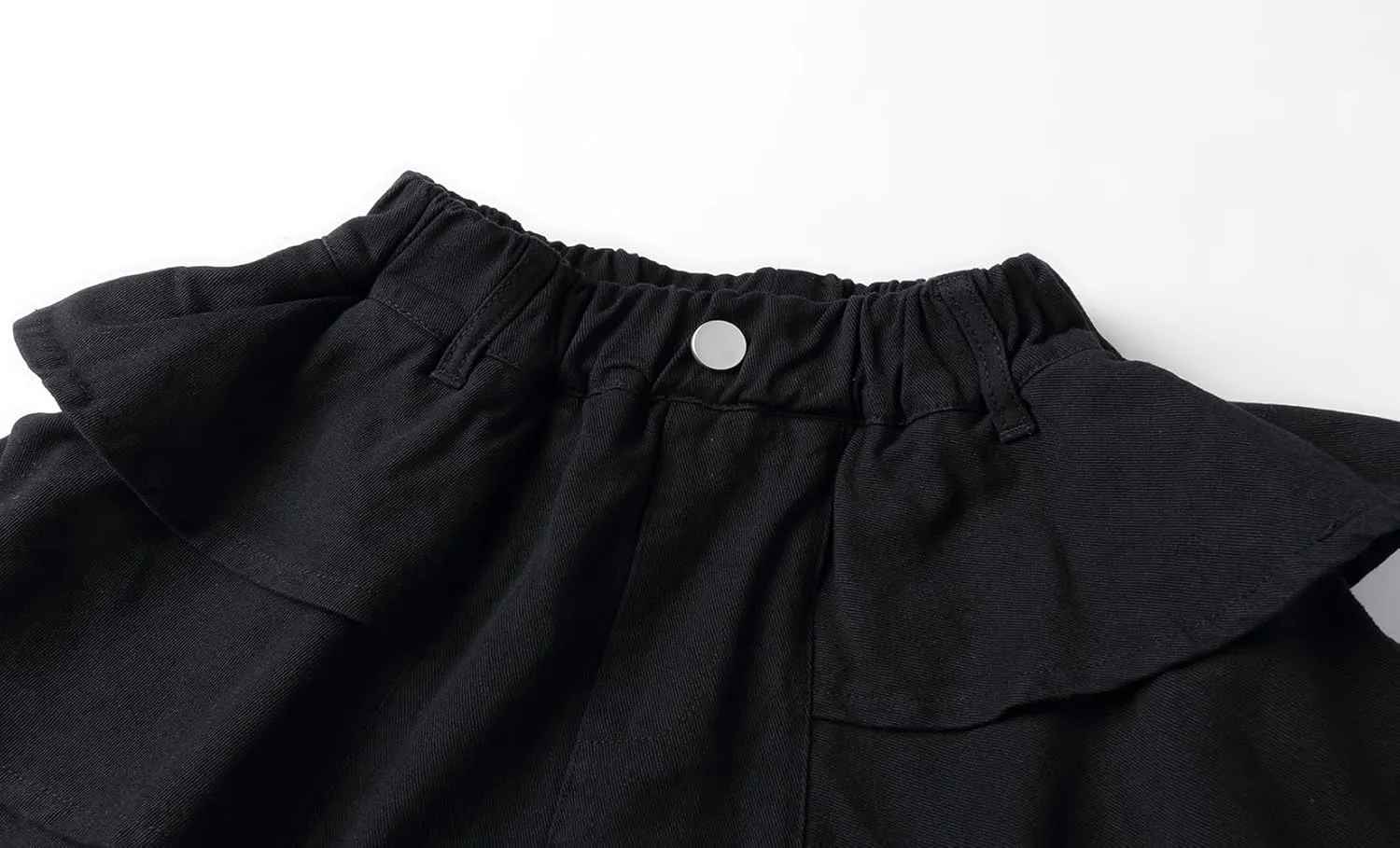 LittleSpring Girls Twill Jean Skirts Cotton Pleated Ruffle Skorts
