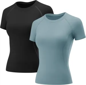 LOMON Womens Workout Tops Short Sleeve Raglan Athletic Shirts Yoga Gym Crewneck Quick Dry Tshirts