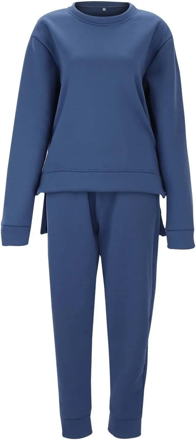 Lounge Sets for Women 2024 Long Sleeve V Neck Cute Sweatsuit Two Piece Travel Outfits Sweatsuits Sweatsuits