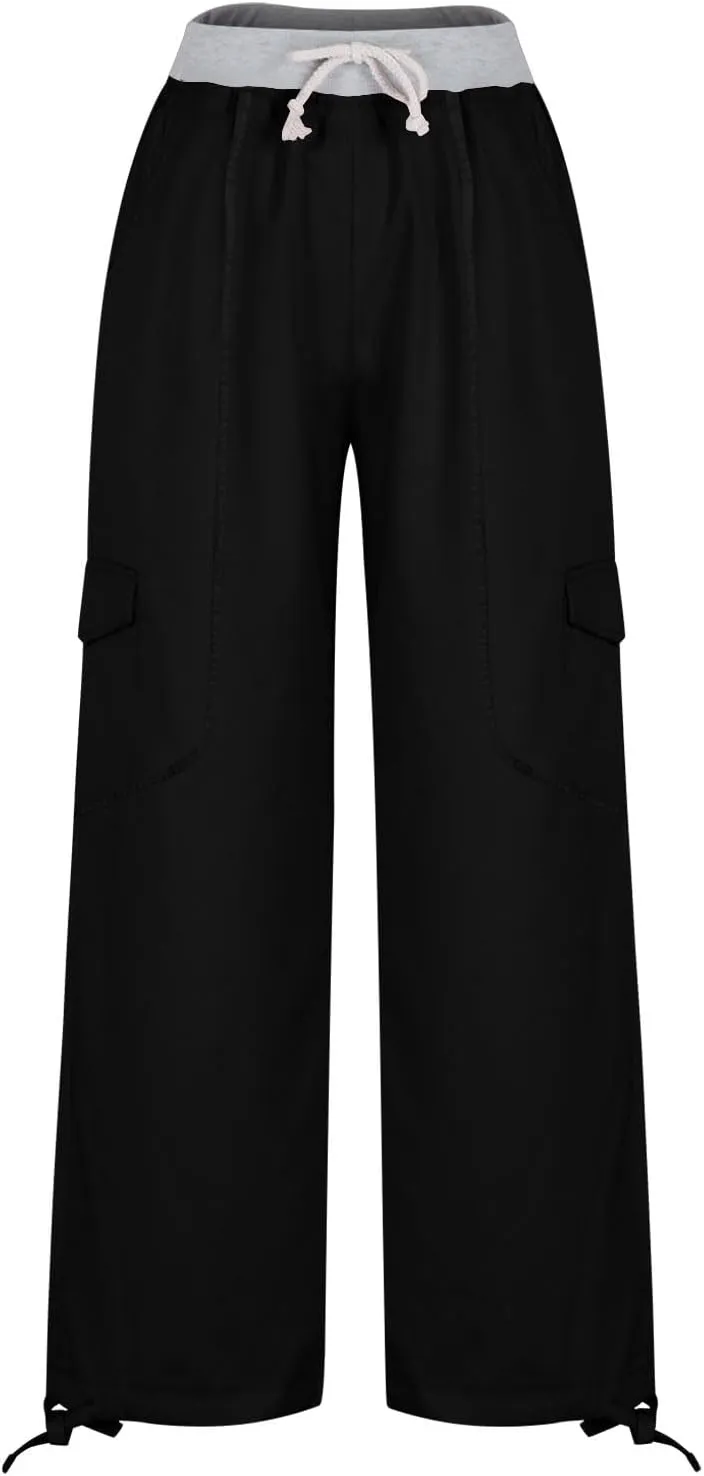 Low Rise Pants for Women, Cargo Pants Women, Casual, Drawstring, Straight Leg, Hiking Pants, Y2k, Trendy Trousers