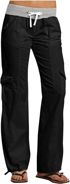 Low Rise Pants for Women, Cargo Pants Women, Casual, Drawstring, Straight Leg, Hiking Pants, Y2k, Trendy Trousers