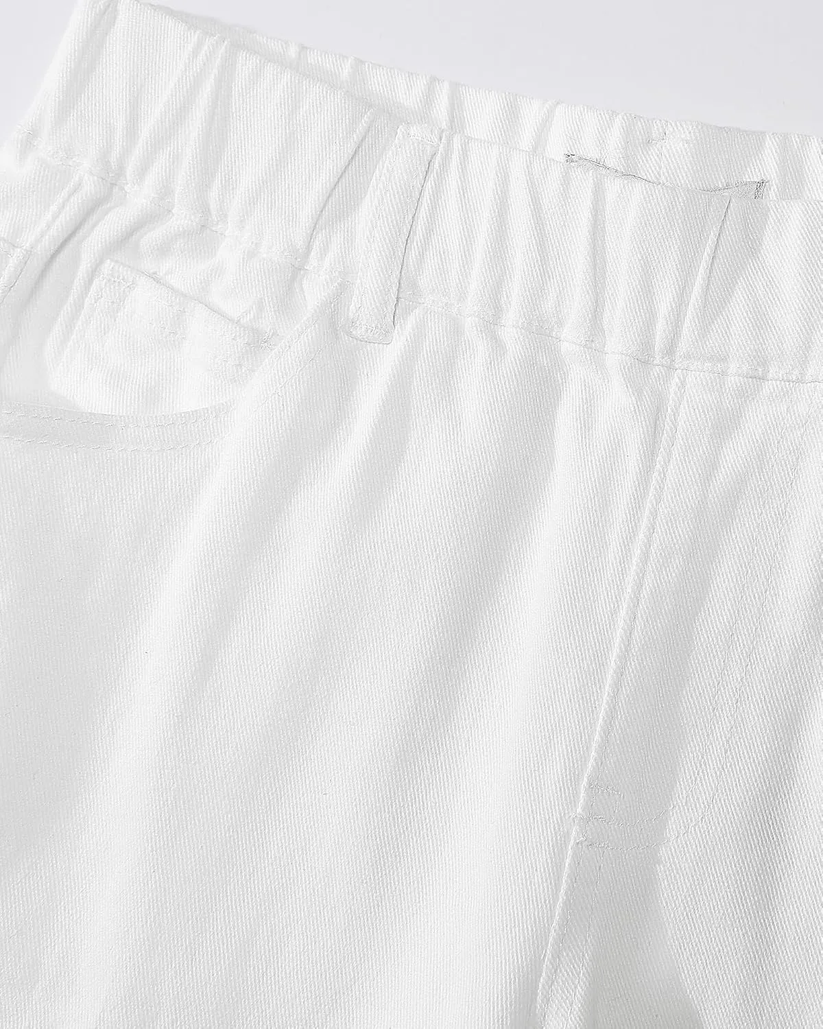luvamia Jean Shorts for Women Trendy Pull On Mid Rise Elastic Waist Summer Casual Stretchy Long Denim Walking Shorts