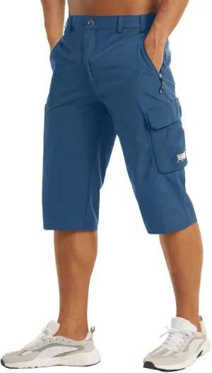 MAGCOMSEN Men's Workout Gym Shorts Quick Dry 3/4 Capri Pants Zipper Pockets Hiking Athletic Running Shorts
