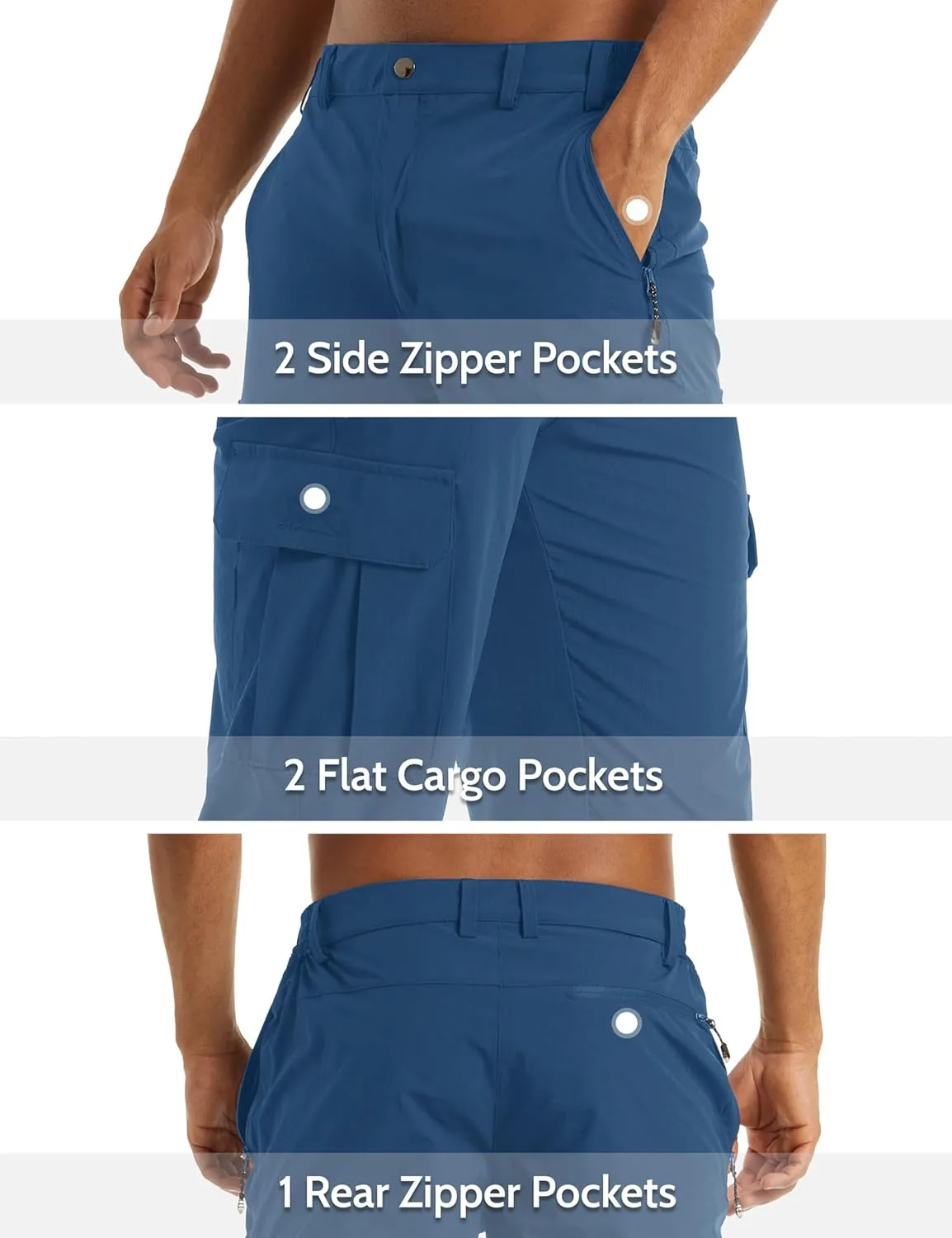 MAGCOMSEN Men's Workout Gym Shorts Quick Dry 3/4 Capri Pants Zipper Pockets Hiking Athletic Running Shorts