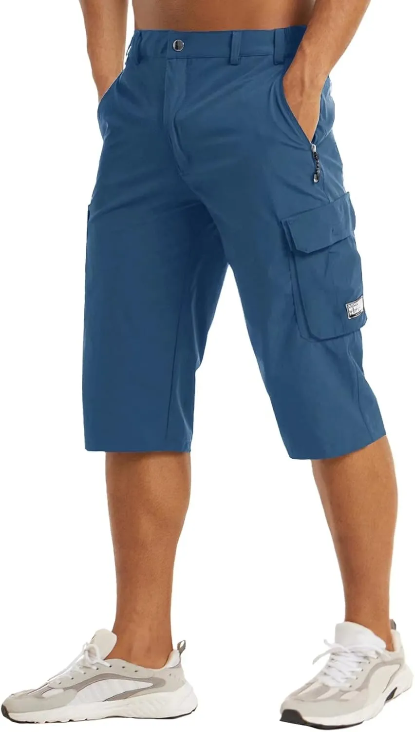 MAGCOMSEN Men's Workout Gym Shorts Quick Dry 3/4 Capri Pants Zipper Pockets Hiking Athletic Running Shorts