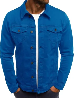 Maiyifu-GJ Distressed Denim Jacket for Men Long Sleeve Button Down Jean Coat Fashion Casual Slim Fit Trucker Jackets