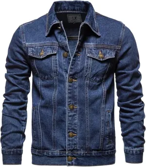 Maiyifu-GJ Mens Distressed Denim Jacket Casual Slim Fit Jean Jacket Button Front Washed Jean Trucker Jacket