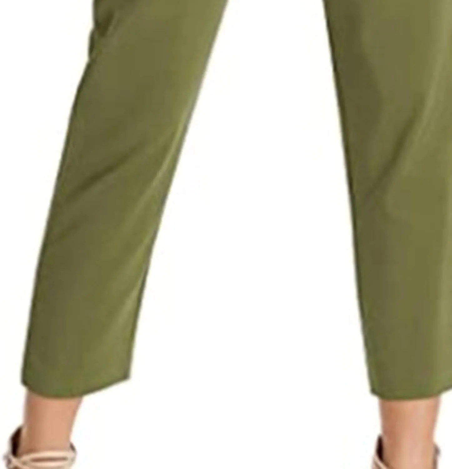 Maiyifu-GJ Women's Paper Bag Belted Pencil Pants High Elastic Waist Solid Ankle Pant Casual Slim Fit Self Tie Office Trouser