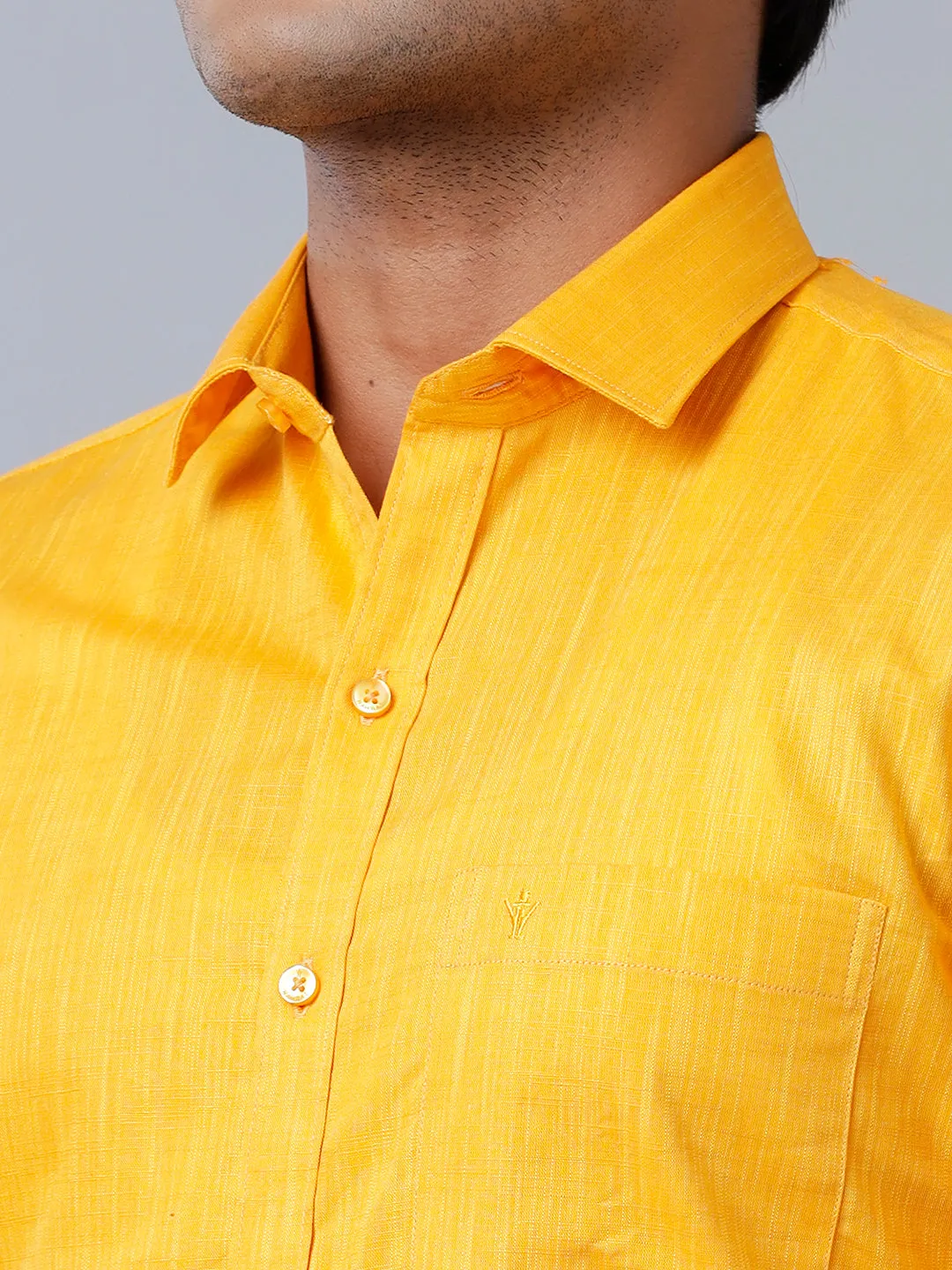 Men 100% Cotton Shirt Yellow GT34