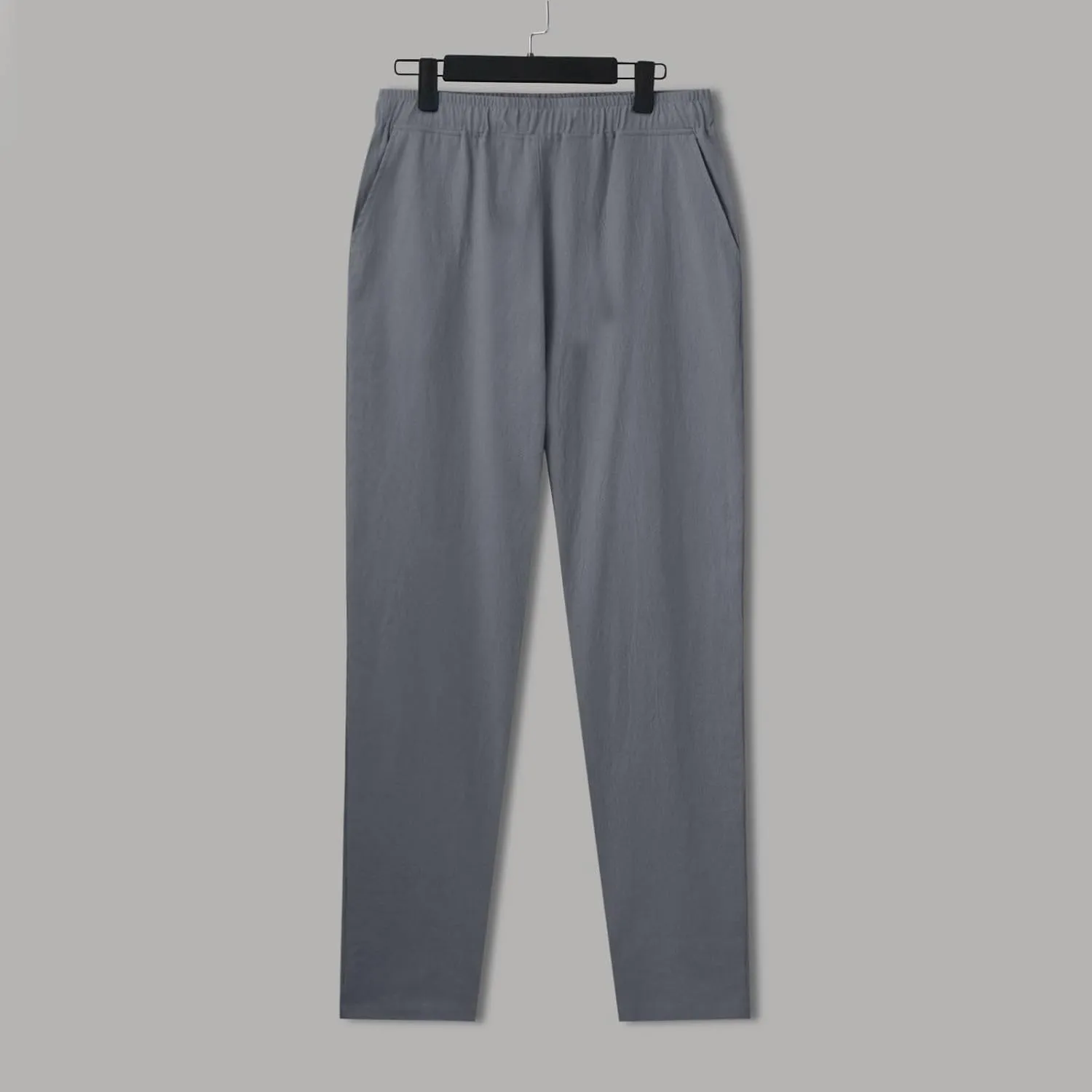 Men Linen Pants Solid Causal Pant Outdoor Vacation Beach Trousers Lightweight Open Bottom Waist Slacks for Summer