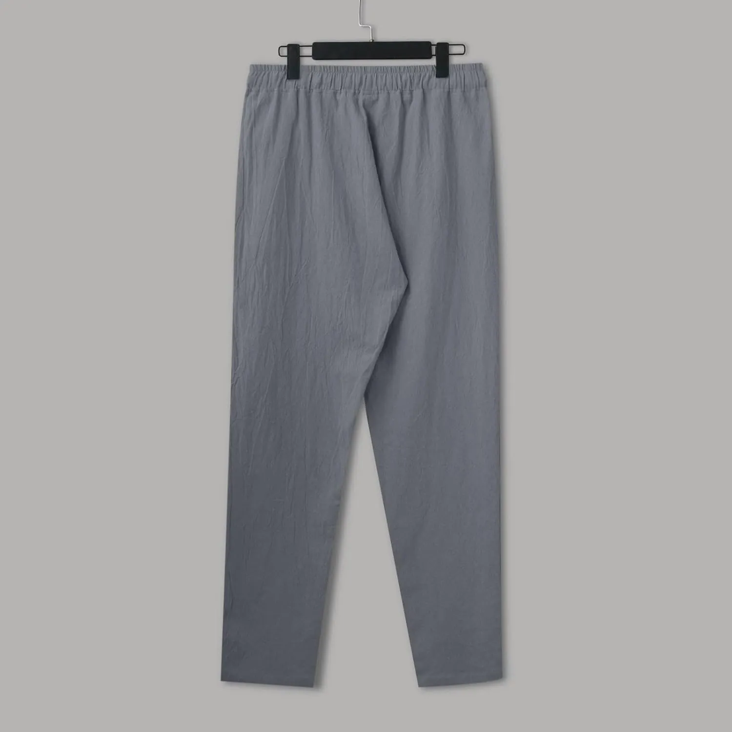 Men Linen Pants Solid Causal Pant Outdoor Vacation Beach Trousers Lightweight Open Bottom Waist Slacks for Summer