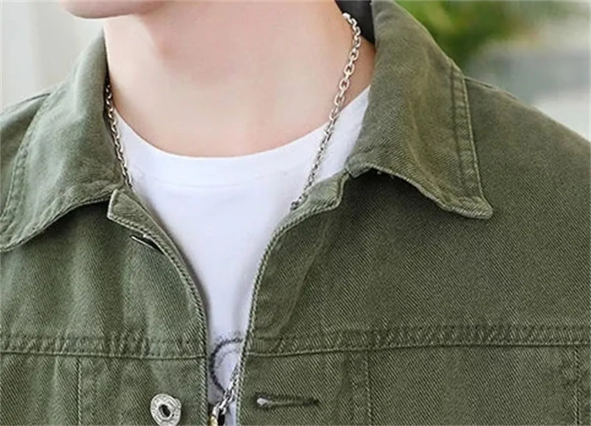 Men Vintage Solid Long Sleeve Denim Jackets Man Autumn Casual Single Breasted Jeans Coat