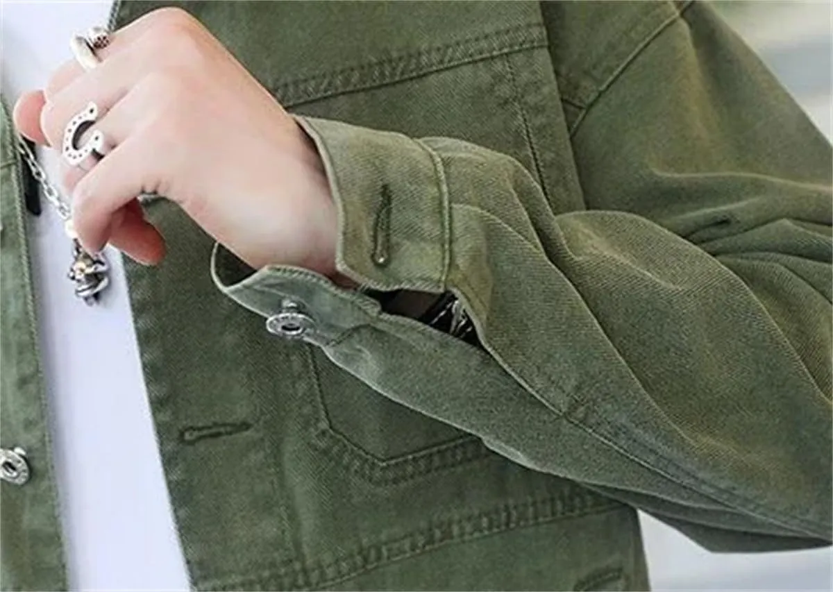 Men Vintage Solid Long Sleeve Denim Jackets Man Autumn Casual Single Breasted Jeans Coat