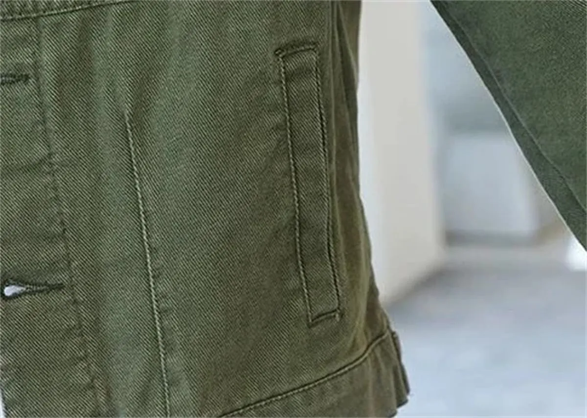 Men Vintage Solid Long Sleeve Denim Jackets Man Autumn Casual Single Breasted Jeans Coat