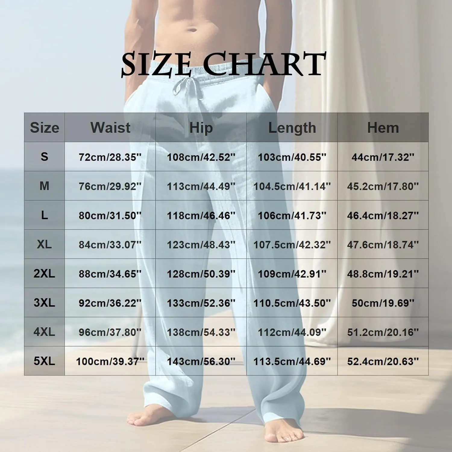 Mens Beach Pants Summer Tropical Plants Print Lightweight Baggy Vacation Slacks Plus Size Drawstring Casual Trousers