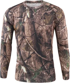 Men's Camouflage Hunting Shirt Long Sleeve Quick Dry Outdoor Clothing Camouflage Printed Sportswear