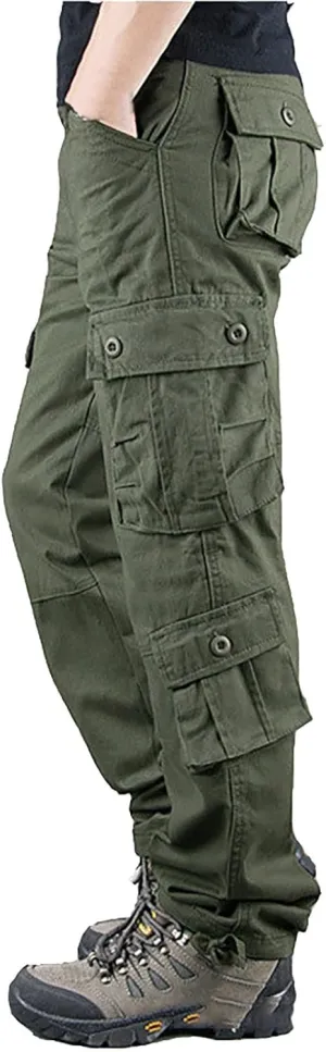 Men's Cotton Casual Pant Mens Casual Waist Color Sports Hat Multi Woven Pocket Foot Rope Solid Pants Outdoor Apparel